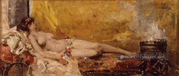 sorolla Tableau Peinture - Bacante en reposo peintre Joaquin Sorolla Nu impressionniste